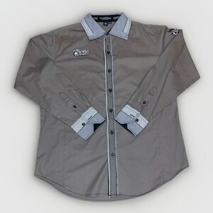 Victorious Los Angeles XL Button Front Shirt Winds Cross Sequins 2Sided White